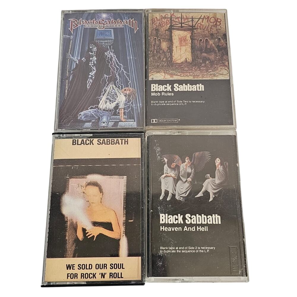 Vintage 1980s Lot of 4 Warner Bros Records Black Sabbath Cassette Tapes w/ Case